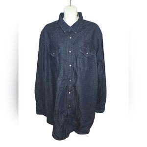 Land's End Blouse Button Down Collared Denim